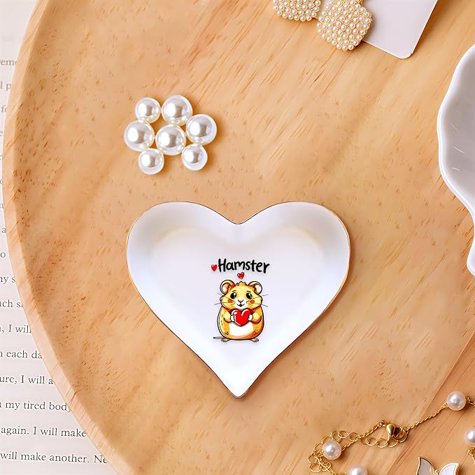 Hamster Ring Holder Dish Tray, Gifts For Women Teens Girls, Hamster Lovers Themed Stuff Accessories Things Decor Merch, Home Room Ring Earrings Necklace Organizer Holder!