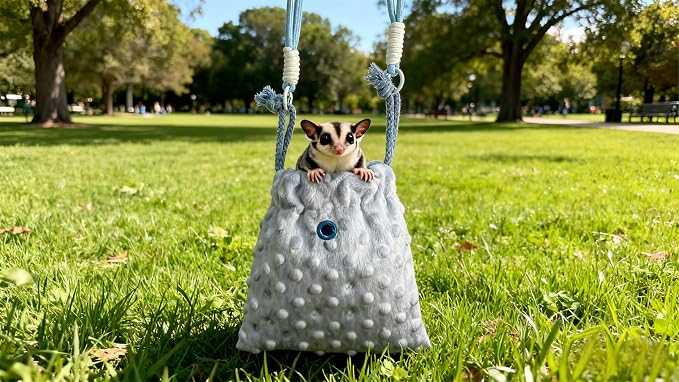 Sugar Glider Bonding Pouch Portable Drawstring Pouch Soft Sleeping Bag with Blue Braided Ribbon Small Animal Carrier- Hedgehog Hamster Ferret (Blue)
