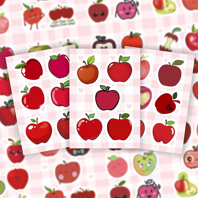 100Pcs Apple Stickers for Water Bottle and Laptop - Apple Party Supplies & Decorations, Waterproof Vinyl Decals, Fruit and Fun Stickers, Gifts for Women & Men