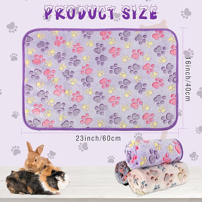 YUEPET Guinea Pig Blankets 3 Pack, Waterproof-Backed Fleece Liners, S | Guinea Pig Fleece Cage Liners, Waterproof Backing, Washable mats, Soft Fleece Surface, 23 x 16 in