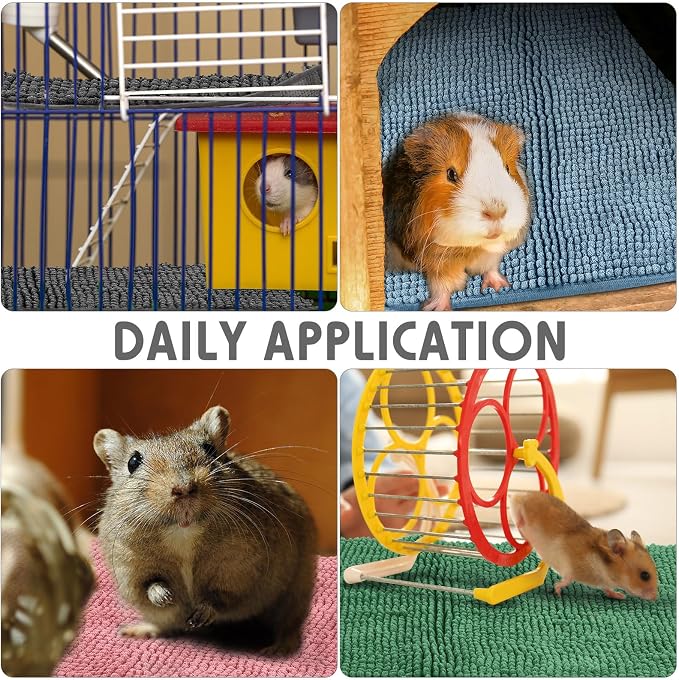 Amylove 4 Pcs Guinea Pig Cage Liner 16 x 24 Inch Washable Chenille Pee Pads Pet Dog Cat Bedding Training Mat Reusable for Small Animals Puppy Bunny Hamster Chinchilla