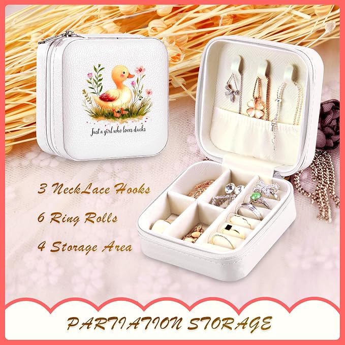 Duck Jewelry Box, Gifts For Kids Teens Girls, Duck Lovers Stuff Items Accessories Things Merchandise Decor Merch, Travel Ring Earrings Necklace Organizer Holder!