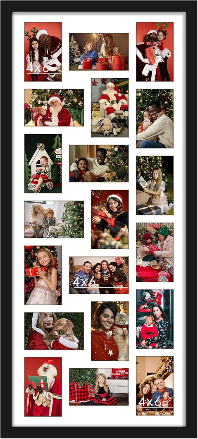 16x38 Collage Picture Frame 4x6 Collage Frame Displays twenty 4x6 inch Photos Available Horizontal Wall Mounting Display and Vertical Black