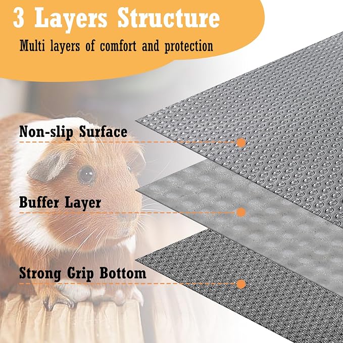 Hamiledyi Guinea Pig Cage Liner Reusable Small Animal Bedding Easily Cut to Suit Cage Washable Guinea Pig Pee Pads for Rabbit Hamster Chinchillas Rat (24" x 118" Grey)