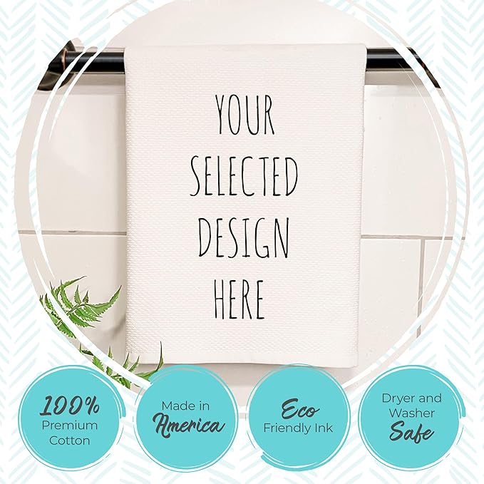 Moonlight Makers, Personalized Family Name, Custom Design, Soft Waffle Weave Hand Towel, 100% Pure White Cotton, Bathroom/Kitchen Decor, Funny Gift Idea