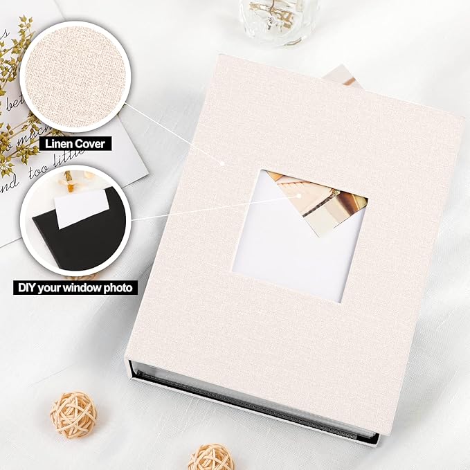 Ywlake Photo Album 4x6 200 Pockets 2 Packs, Linen Photo Albums Holds 200 Horizontal Pictures Only Beige (2 Packs)