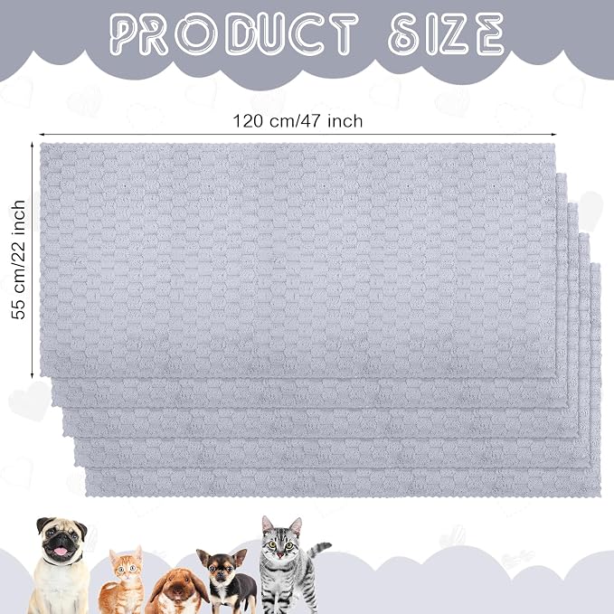 SmoothNovelty 5 Pcs Waterproof Guinea Pig Blankets Washable Small Animal Pee Pad Pet Blanket Sleep Bedding Mats Absorbent Guinea Pig Cage Liner Reusable Pet Sleep Pad (Gray,22" X 47",Waffle)