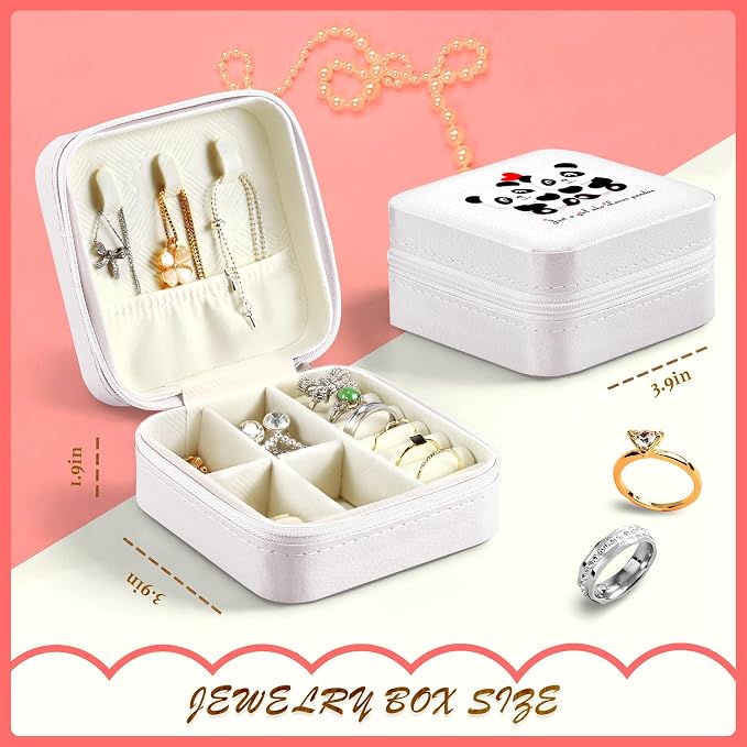 Panda Jewelry Box, Gifts For Kids Teens Girls, Panda Lovers Stuff Items Accessories Things Merchandise Decor Merch, Travel Ring Earrings Necklace Organizer Holder!