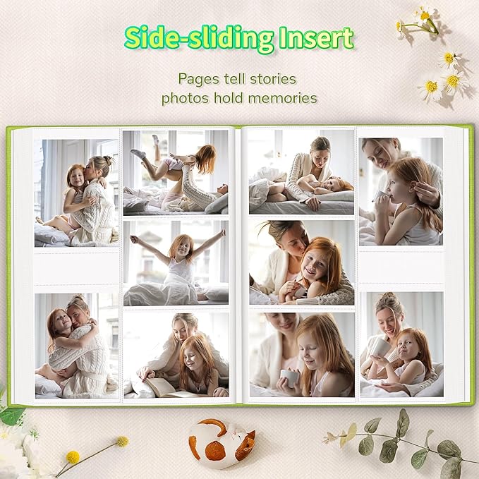 Photo Album 4x6 with 1000 Pockets,Slip-in Picture Albums,Linen Cover Memory Book with Front Window,White Page Vertical Photo Book for Wedding,Family,Anniversare,Baby,Vacation