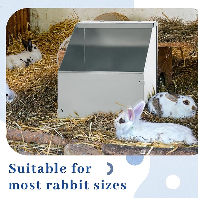 Maxcheck 2 Pcs Galvanized Metal Rabbit Nesting Box Bunny Small Animal Nest with Removable Acrylic Floor Durable Easy to Clean for Indoor Outdoor Use Rabbit Supplies(14.5 * 8.5 * 8 Inch)