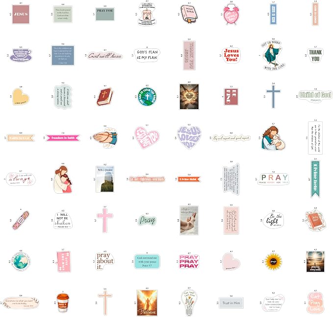 100Pcs Christian Religious Stickers - Prayer Board Supplies Kit for Women - Christian Gifts, Party Supplies - Faith, Praying Stickers- Gift for Women & Men