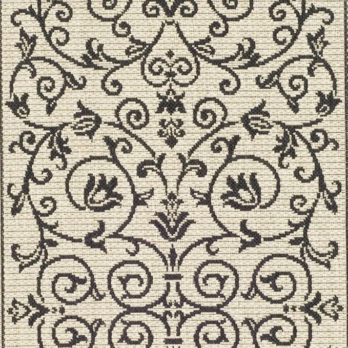 SAFAVIEH Washable Rug Outdoor Courtyard Collection - 2'7" x 5', Sand & Black, Non-Shedding & Easy Cleaning, Ideal for Patio, Backyard, Mudroom (CY2098-3901)