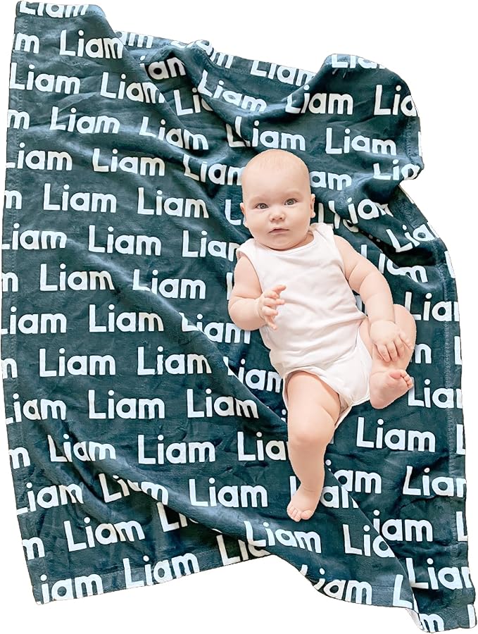 Custom Name Blanket, Personalized Lightweight Plush Blanket (Baby 30x40 inches) – Soft Fleece Throw, Customizable for Babies, Boy, Girl – Gift for Birthday, Baby Shower