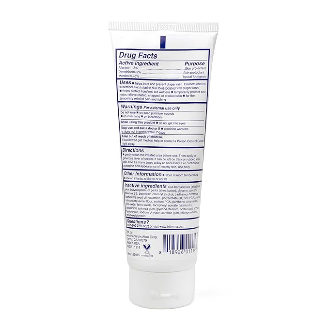 TriDerma Botanisept™ Barrier Cream - AP4 Aloe Vera Gel, Zinc, Calamine for Incontinence, Diaper Rash, Postpartum Essentials, Chafing Cream - FSA Eligible - Skin Care Relief & Moisture Barrier - 4 oz