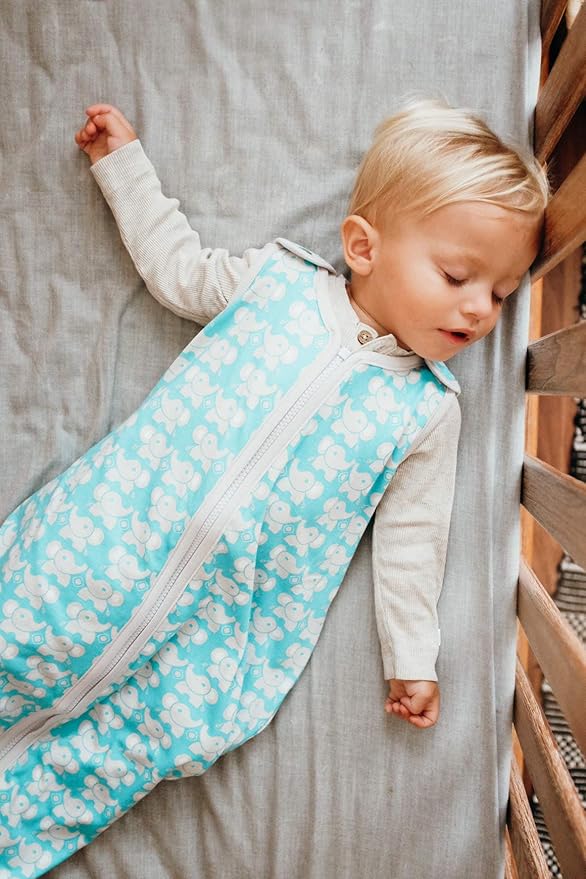 baby deedee Sleep Nest Lite, Sleeping Bag Sack - Teal Elephant, M (6-18 Months)