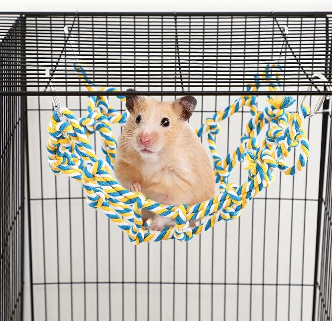 Berlune 6 Pcs Rat Ropes for Cage Rat Cage Accessories Climbing 12.6 x 9.84 Inch Bird Rope Toys for Pet Hammock Hamster Cotton Bridge Bird Ladder for Small Animal Habitat Play