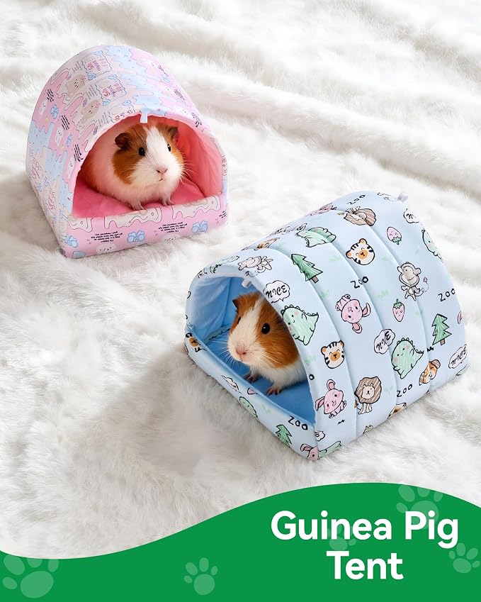 2 PCS Guinea Pig Hideout Guinea Pig House Guinea Pig Bed, Washable Hamster House Small Animal Cage Accessories for Mouse Chinchillas Hamsters Hedgehogs Ferrets Bearded Dragons and Rats