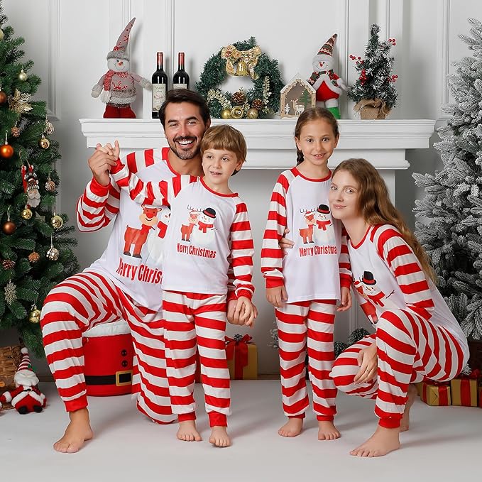 Matching Family Christmas Pajamas Sets, Holiday PJs with Top and Pants, Cute 2 Piece Sleepwear for Couples/Women/Men