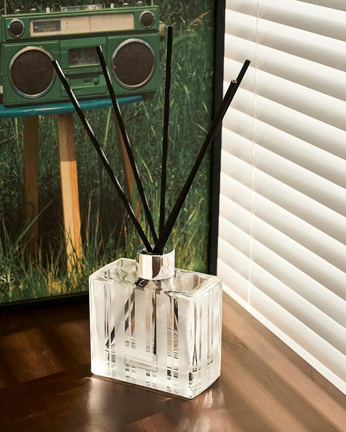 M&SENSE Linen Breeze Reed Diffuser Set - 7.04oz Scented Diffusers for Home with Sticks, Shelf Decor for Bedroom Bathroom Office for Women Friend