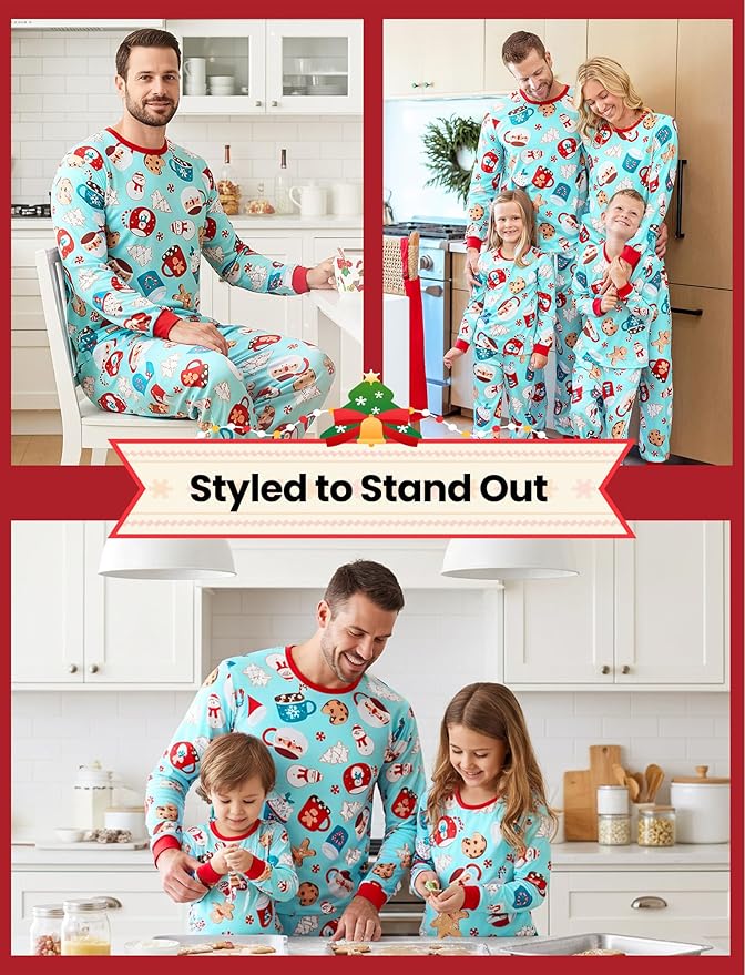PATPAT Christmas Family Matching Pajama Sets Includes Christmas Socks - Perfect for Family Photos & Holiday Celebrations