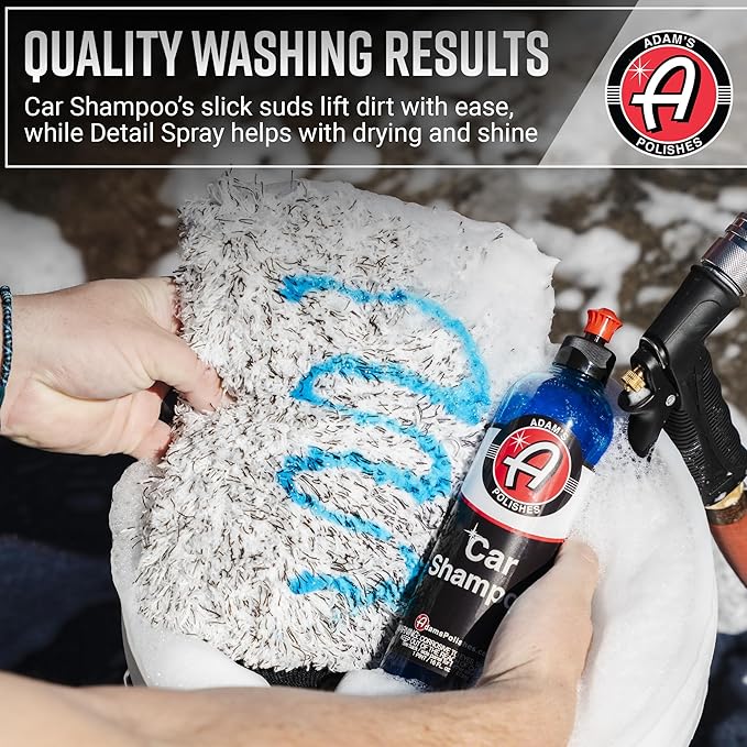 Adam's Essential Car Wash Kit (24-Item) - Auto Detailing Car Care Cleaning Kit with Foam Gun & Bucket Car & Truck Lovers, Dads, Moms and DIYers