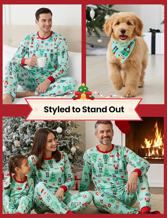 PATPAT Christmas Family Matching Pajama Sets Includes Christmas Socks - Perfect for Family Photos & Holiday Celebrations