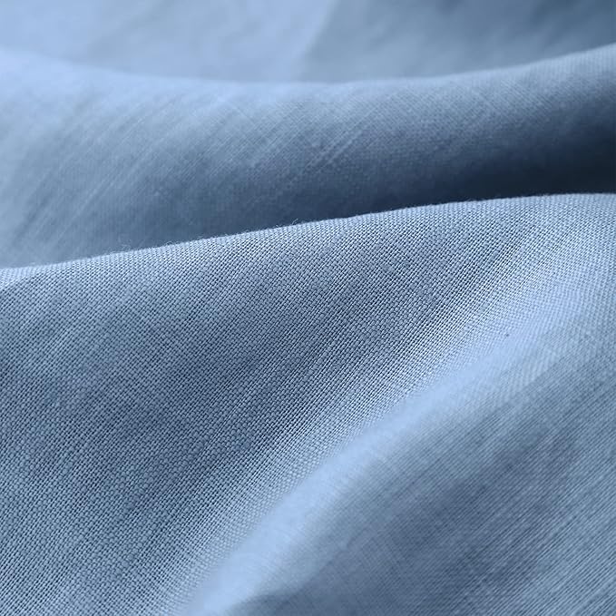 Amazhiyu Pure Linen Over The Door Laundry Hanging Hamper Bag for Holding Dirty Clothes and Saving Space Light Navy