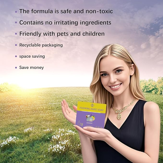 Foaming Hand Soap Tablet Refills - 12 Count- 96 fl oz total (12x 8 fl oz) - Eco-Friendly Foaming Hand Soap Refill - Gentle on Hands, Kind to Earth - Coconut