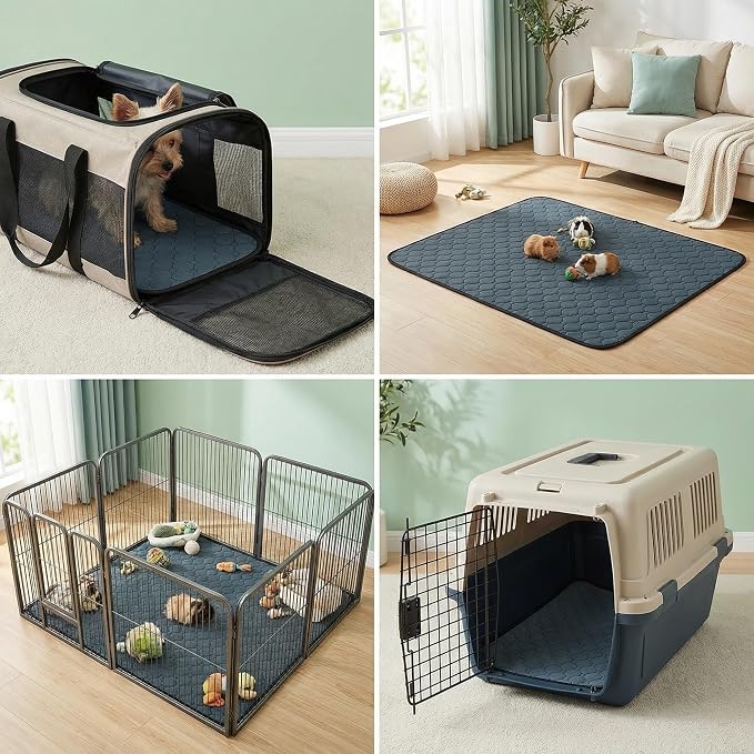 4 Pack Guinea Pig Cage Liners - Washable Guinea Pig Pee Pads, Waterproof Reusable & Anti Slip Guinea Pig Bedding Fast and Super Absorbent Pee Pad for Small Animals Rabbit Hamster Rat