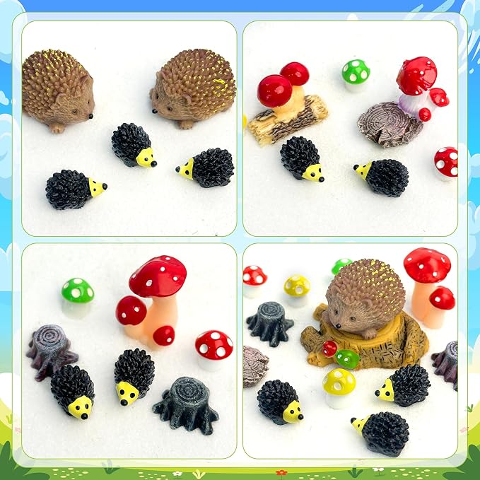 24 Pcs Hedgehog Zen Garden with Tray Sand Tools and Accessories | Micro Landscape Ornaments Suitable for Hedgehog Decor Meditation Room Office and Home Tools for Relaxation and Mindfulness