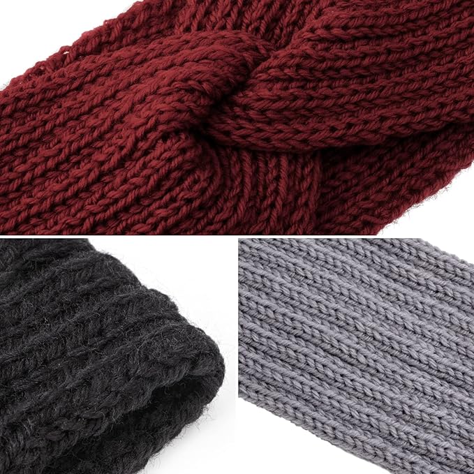 DRESHOW Winter Knit Chunky Headbands for Women Crochet Turban Knitted Ear Warmer Fashion Head Wrap 6 Pack