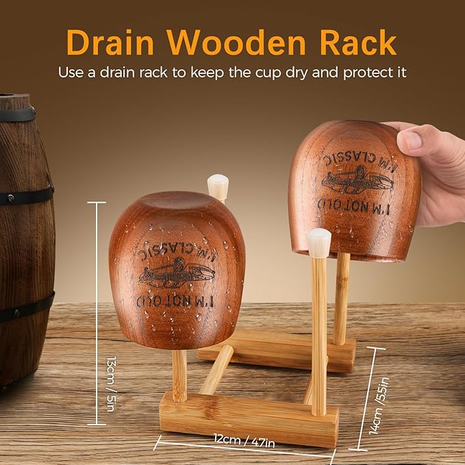 GENUINED Engraved Wooden Whiskey Glasses, Bourbon Gifts for Men, Dad Birthday, Retirement, Christmas Gifts, Old Fashioned Wood Bourbon Drinking Glass(1 Pack)