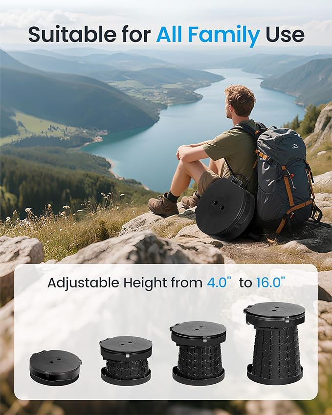 TRIPTIPS Upgrade Retractable Portable Toilet Travel Toilet Adjustable Height Camping Toilet Portable Potty for Adults Kids, Foldable Portable Toilet for Camping/Car