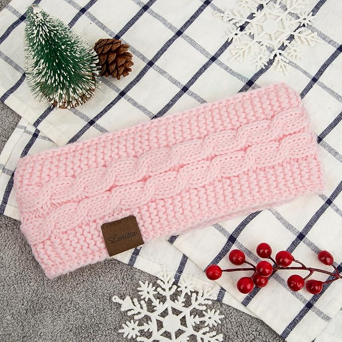 Loritta Womens Ear Warmers Headbands Winter Warm Fuzzy Cable Knit Head Wrap Fleece Lined Gifts