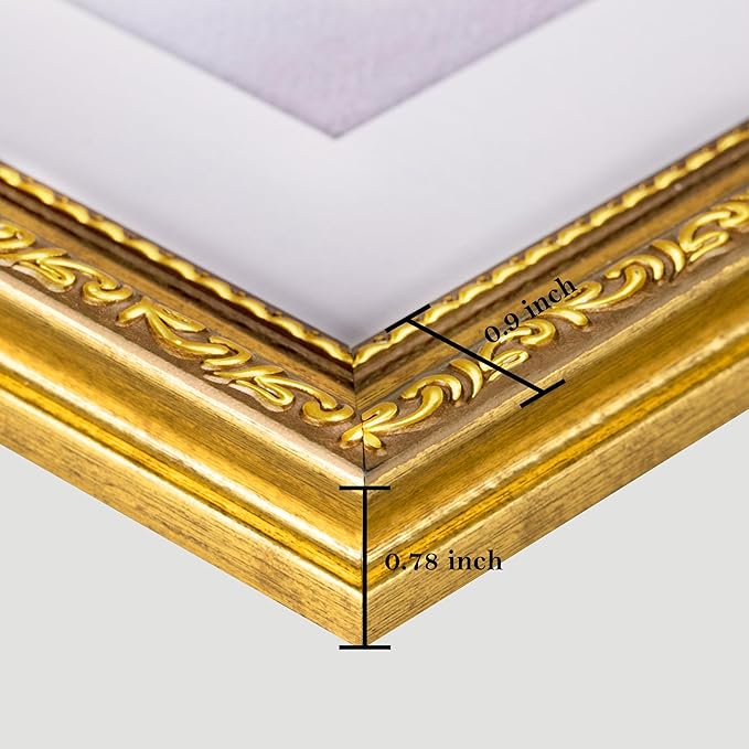 eletecpro 8x8 Picture Frames Set of 4, Vintage Photo Frame with Glass, 8 x 8 Gold Frames Display 4x4 Photo with Mat or 8x8 without Mat for Tabletop or Wall Decor, Gold