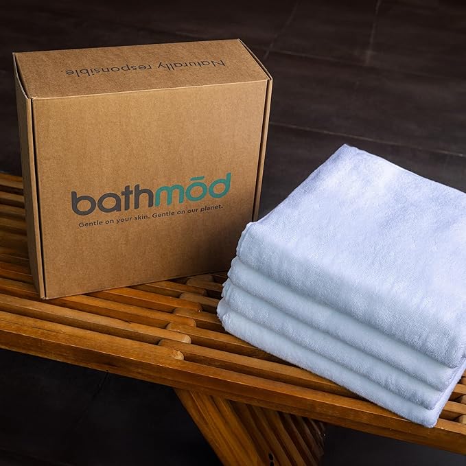 Luxury Bath Towels, 4 Pack - Ultra Plush, GOTS Organic Turkish Cotton - Extra Thick Towels - Ultra Absorbent and Extra Fluffy - for Bathroom, Spa, Hotel - White