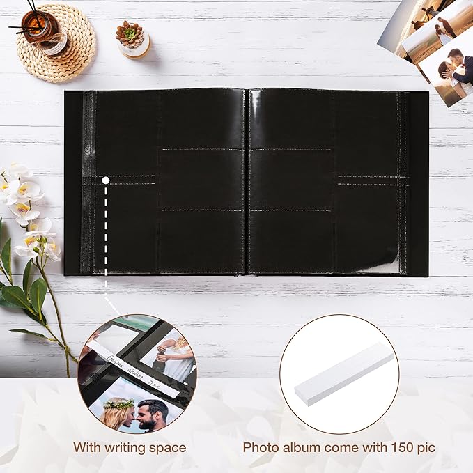 potricher Photo Album 4x6 600 Photos Leather Cover Large Capacity Picture Albums with 600 Horizontal and Vertical Pockets for Family Wedding Anniversary and Baby (Green)