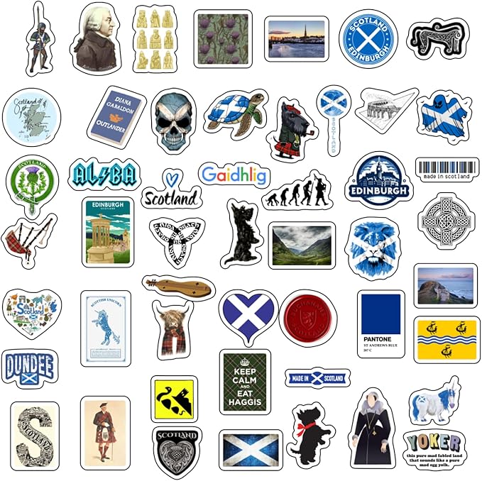 100Pcs Scotland Stickers for Water Bottle and Laptop - Heritage Party Supplies & Decorations, Waterproof Vinyl Scottish Decals, Scotland Flag Stickers Laptop Decals, Gifts for Women & Men