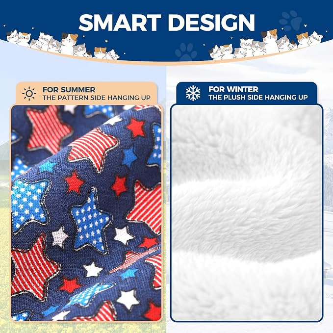Admaison Cat Hammock for Cage Hanging Reversible 2Pack,Pet Hammock Bed Adjustable,Soft Sleeping Hammock for Cats,Ferret,Puppy,Rabbits,Small Animals (M, Stars)