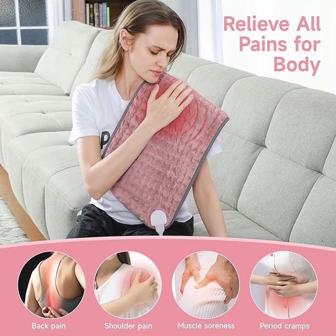 Heating Pad for Period Cramps, Heating Pads for Back Pain Relief, Heat Pad with 4 Timer & 6 Heat Temperature & Auto Shut Off, 12" x 24" Heating Pad for Women Mom Birthday Christmas Gift