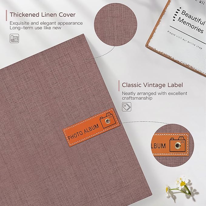 Popotop Large Photo Album Self Adhesive 4x6 5x7 8x10 Scrapbook Album DIY Picture Book,Gifts for Mom,Family Baby and Wedding,with Metal Pen and Plastic Board