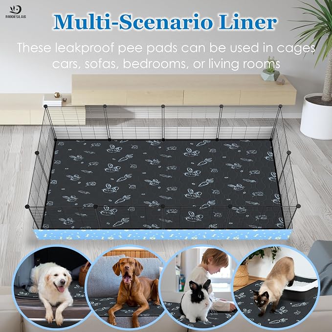 2-Pack Guinea Pig Cage Liner Washable, 28in x 56in Ultra-Absorbent Guinea Pig Bedding for Cage Non-Slip Leak-Proof Pee Pads for Dogs Rabbit Bunny Cat Litter Mat, Navy