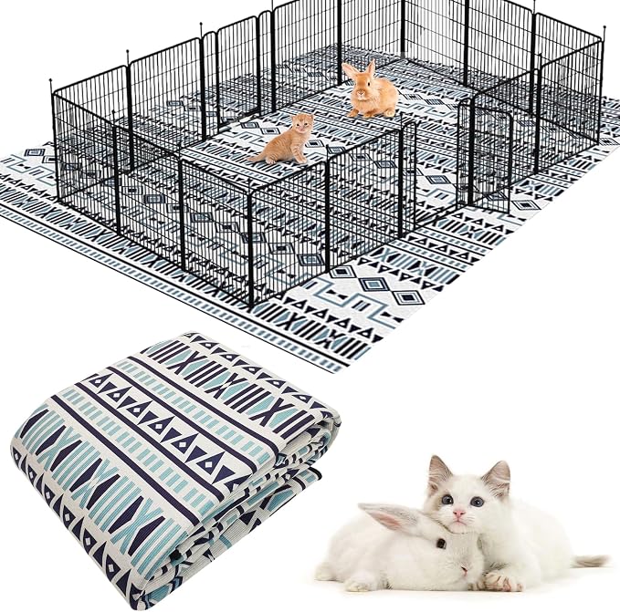 BNOSDM Extra Large Cage Liners for Rabbits 91" X 63" Washable Rabbit Pad Large Bunny Mat Anti Slip Rug for Bunnies Pet Carpet for Chinchillas Cats Guinea Pigs Dogs