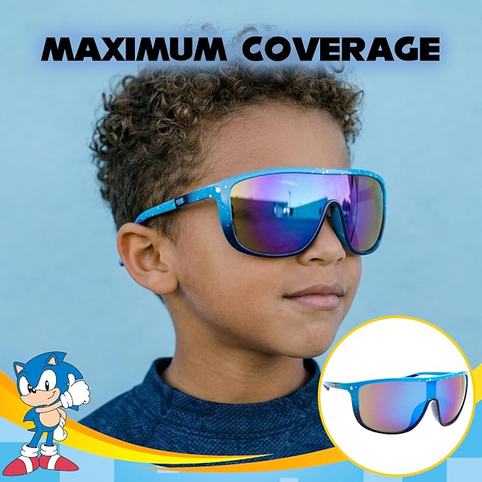 ARKAID Sonic the Hedgehog Boys Sunglasses | 100% UV Protection | Official Sega Sonic the Hedgehog Boys Sunglasses | Impact Resistant | Gift Idea | Fits Most Kids