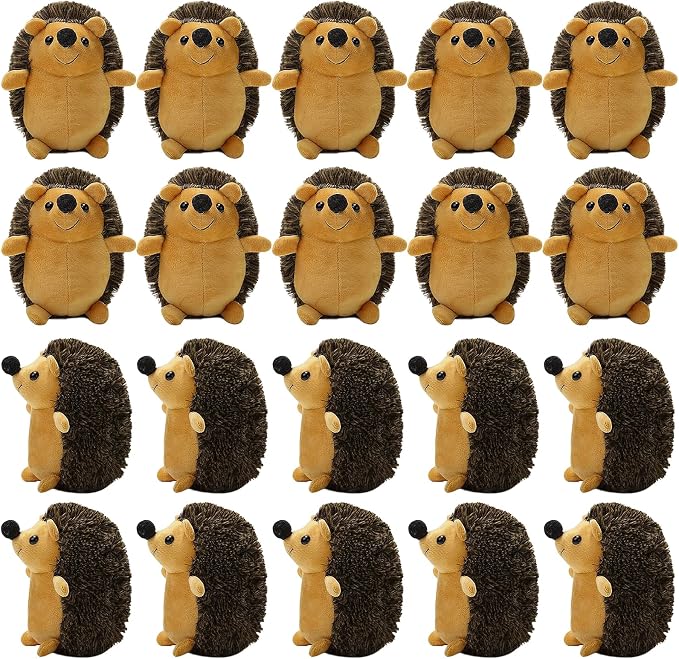 20 Pieces Mini Hedgehog Keychain Plush Bulk Stuffed Animal Keyring Charms Backpack Accessory Ring Bags Purse DIY Decor for Valentine's Day Gift Wedding Shower Birthday Christmas Party Favor