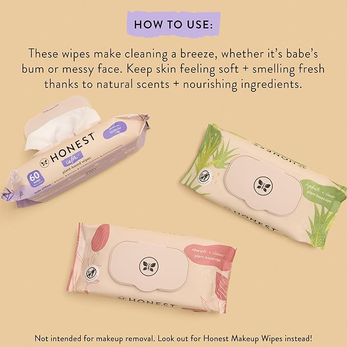 The Honest Company Hydrate and Cleanse Naturally Scented Wipes Cleansing Multi-Tasking 99% Water Plant Based Hypoallergenic Aloe Cucumber 240 Count