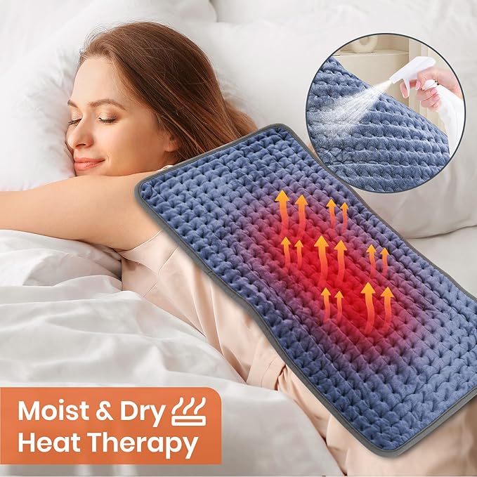 Heating Pad for Back Pain & Cramps Relief, 9 Heat Settings & 4 Timers Auto Shut Off Heating Pads, Machine Washable, Dry & Moist Heat, Soft Electric Heating Pad for Neck, Shoulder, Knee, Leg, 12''×24''