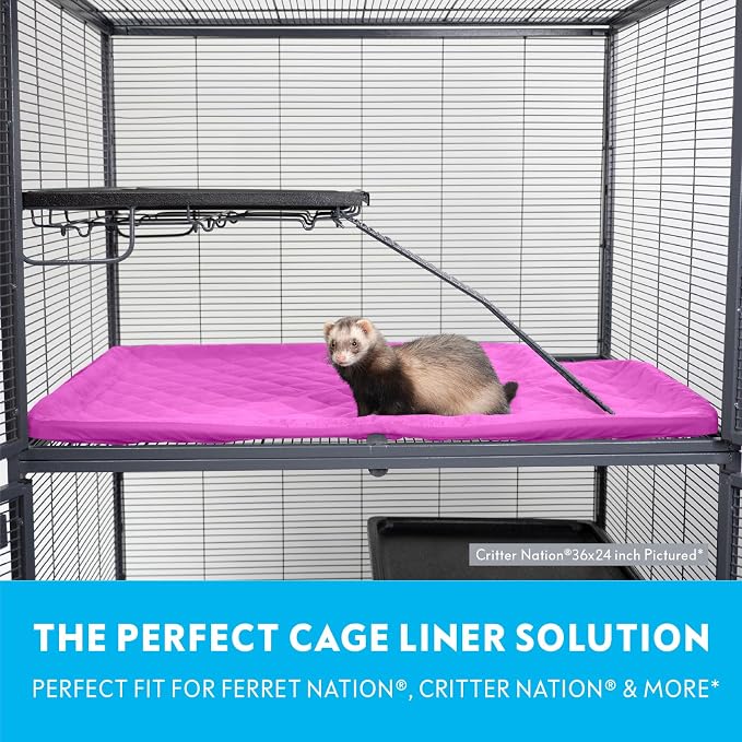 Paw Inspired Fitted Fleece Top Pan Liner for Critter Nation Cage, Pink | Tray Cover with Notch for Ferret Nation/Critter Nation Cage, For Ferrets, Rats, Chinchillas, Hedgehogs, Small Animals, Pets