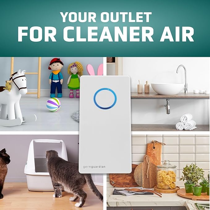 Germ Guardian GG1100W 7” Pluggable Small Air Purifier, Small Room Wall Air Sanitizer, UV-C Light Kills Germs, Reduces Odors from Pets, Cooking, Mold, GermGuardian, 1-Yr Wty (White) (Pack of 6)