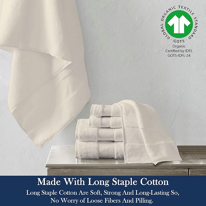 Delara Organic Cotton Luxuriously Plush Bath Towel 20 Piece Set|GOTS & Oeko-TEX Certified|Premium Hotel Quality Towels|Feather Touch Technology|650 GSM Long Staple|Soft, Quick Dry & Ultra-Absorbent
